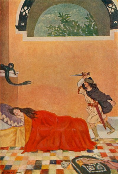 Se horrorizó al ver una serpiente en la pared, 1917 de Unbekannt