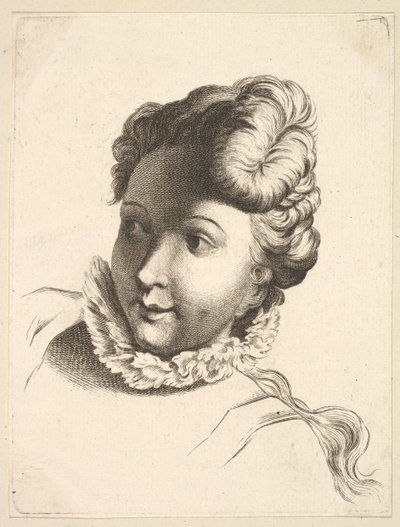 Cabeza de una mujer con gorguera, del Libro de cabezas grabadas según F. Boucher, siglo XVIII de Unbekannt