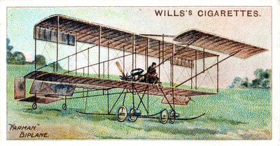 Henri Farman en el biplano Farman, aviador y constructor de aviones francés de Unbekannt