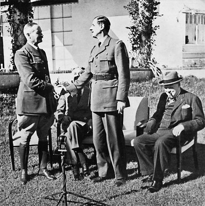 Henri Giraud y de Gaulle durante la Conferencia de Casablanca, enero de 1943 de Unbekannt