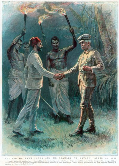 Henry Morton Stanley, periodista y explorador galés, encontrándose con Emin Pasha en Kavalli, 29 de abril de 1888 de Unbekannt