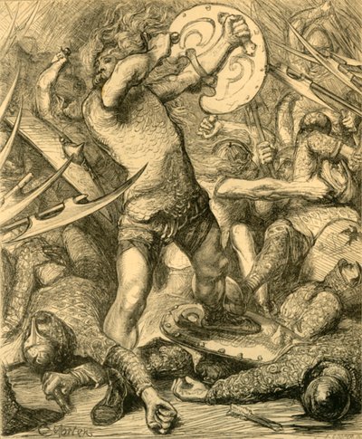 Hereward abriéndose paso a través del ejército normando, c. 1890 de Unbekannt