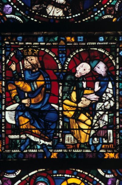 Herodes y sus consejeros, vidriera, Catedral de Chartres, Francia, 1145-1155 de Unbekannt