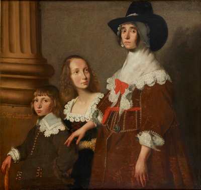 Hester Tradescant y sus hijastros, John y Frances, c. 1644 de Unbekannt