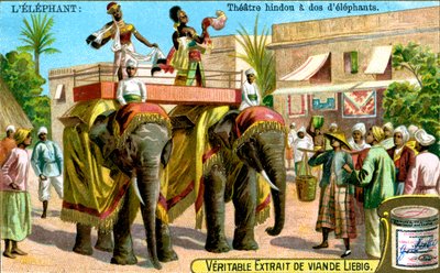 Teatro hindú en los lomos de elefantes, c1900 de Unbekannt