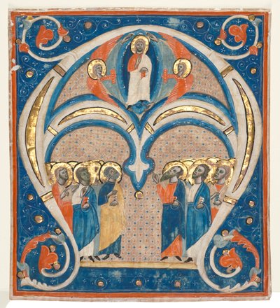 Inicial Historiada A Excisa de un Responsorial: Cristo en Majestad con Santos, c. 1280-1300 de Unbekannt