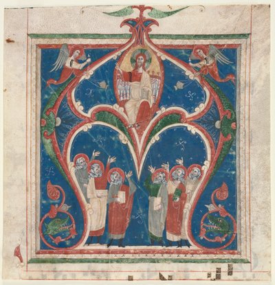 Inicial historiada A excisa de un antifonario: Cristo en majestad con profetas, c. 1280-1300 de Unbekannt