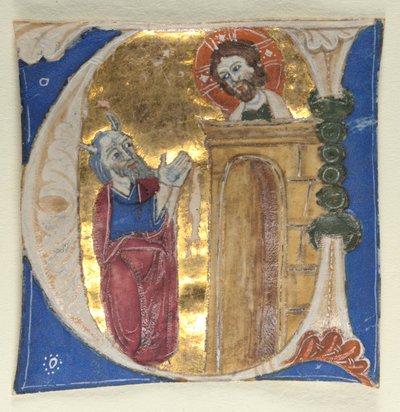 Inicial historiada U extraída de una Biblia, 1200s de Unbekannt