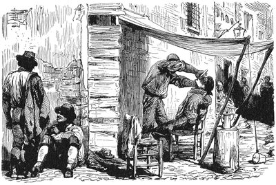 Historia de la Antigua Roma. Barbería de Roma en la ciudad vieja de Unbekannt