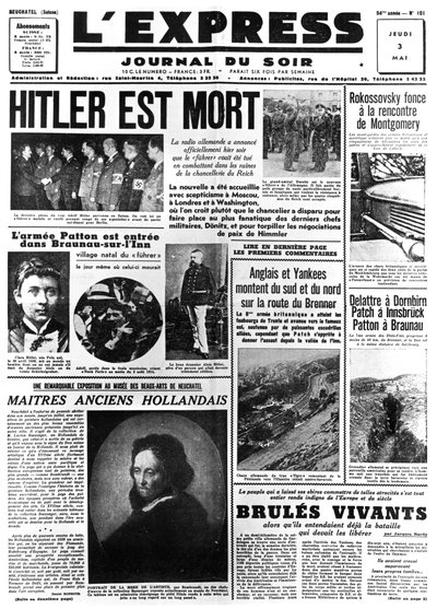 Hitler está muerto, portada del periódico L