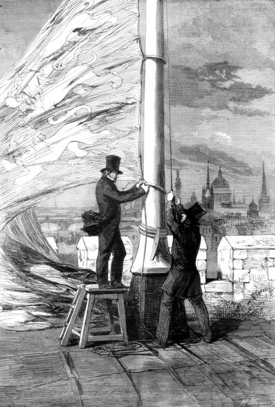 Izando el estandarte real en la Torre de Londres, 1856 de Unbekannt