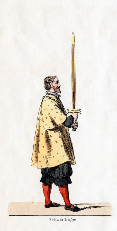 Portador de una espada, diseño de vestuario para la obra de Shakespeare, Enrique VIII, siglo XIX de Unbekannt
