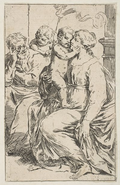Sagrada Familia con San Juan Bautista, copia invertida después de Cantarini, ca. 1640-1642 o después de Unbekannt