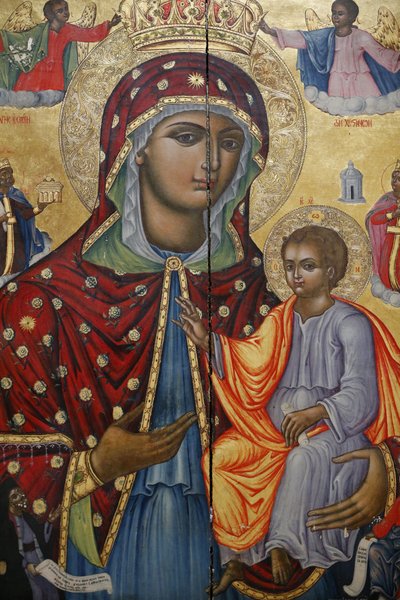 Iglesia del Santo Sepulcro, el catolicón ortodoxo griego, icono de la Virgen María y el niño, Jerusalén, Israel de Unbekannt