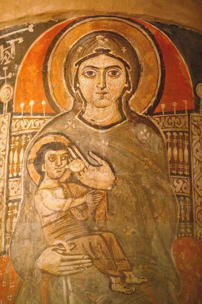 Monasterio copto de la Santa Virgen y San Juan Kame: fresco de María amamantando a Jesús, Egipto de Unbekannt