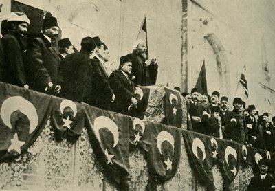 Se pronuncia la Guerra Santa en la Mezquita Fatih, Constantinopla, 14 de noviembre de 1914, c1920 de Unbekannt
