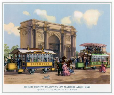 Tranvía tirado por caballos en Marble Arch, 1860 de Unbekannt