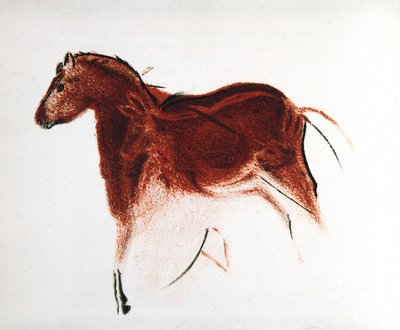 Caballo y cierva, pintura rupestre paleolítica de Altamira, sur de España, c. 16,000-c. 9000 a.C. de Unbekannt