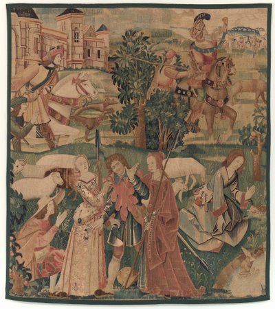 Escenas de Caza y Pastoriles, con un hombre riendo entre damas, c. 1510 de Unbekannt
