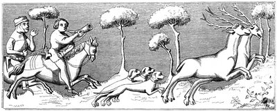 Caza de ciervos con perros, siglo XIV 1849 de Unbekannt