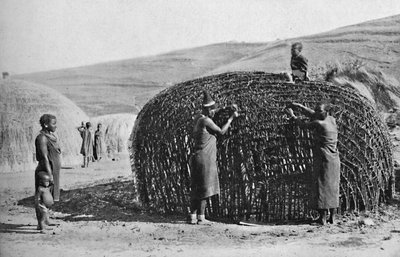 Construcción de chozas en Zululandia, 1912 de Unbekannt