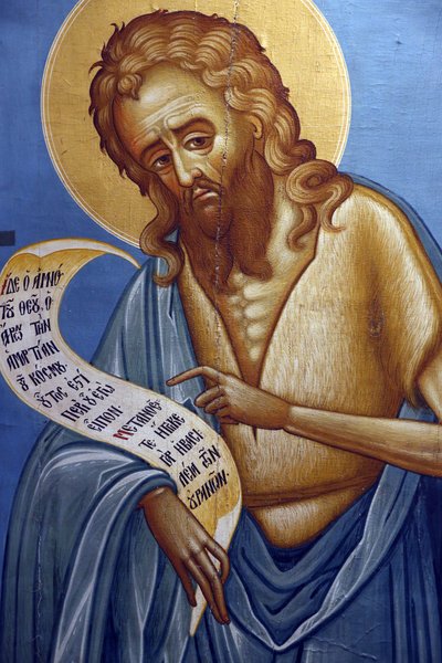 Icono en el museo bizantino de Pedoulas: San Juan Bautista (siglo XIX) de Unbekannt