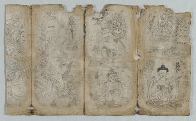 Dibujo iconográfico: Vaishravana, Yama, Vsnisavijaya, Tararecto... Seres iluminados, verso, c. 1 de Unbekannt