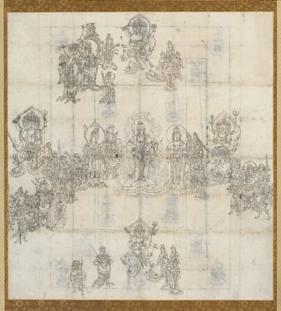 Boceto iconográfico Zuzo para el Sutra Mandala de los Reyes Benevolentes, 1100s de Unbekannt