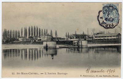 Ile de France, Val de Marne, Creteil: vista de la antigua presa en el Marne - Postal fechada en 1904 de Unbekannt