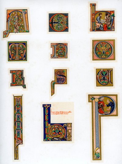 Letras iniciales iluminadas, siglo XIII de Unbekannt