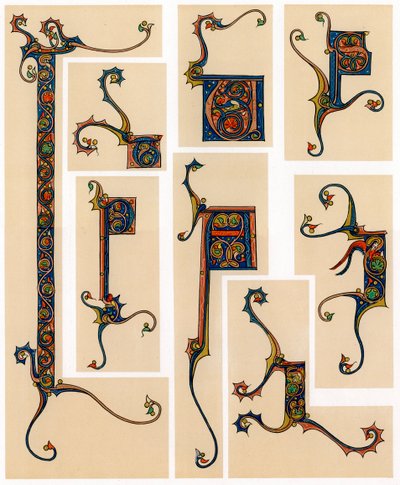Letras iniciales iluminadas, siglo XIII de Unbekannt