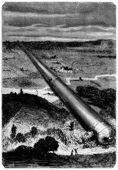Ilustración de De la Tierra a la Luna de Jules Verne, 1865 de Unbekannt