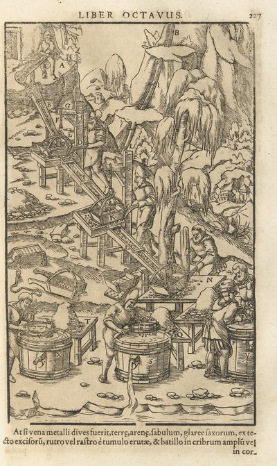 Ilustración de De re metallica libri XII de Georgius Agricola, 1556 de Unbekannt