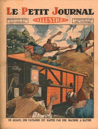 En Alsacia, una campesina atrapada en una máquina trilladora, 1929 de Unbekannt
