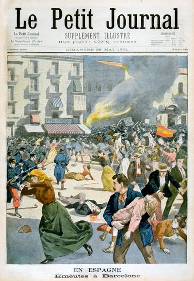 En España, estallan disturbios en Barcelona, 1901 de Unbekannt