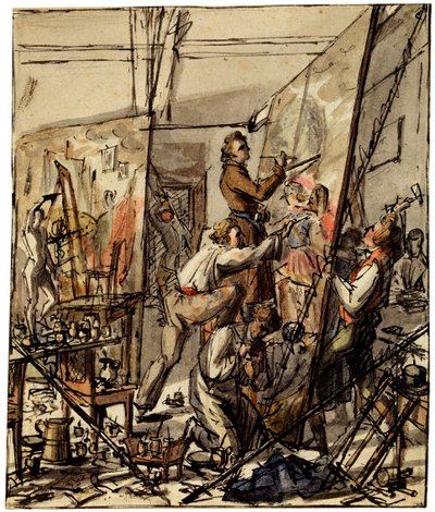 En el estudio de un artista, 1820s de Unbekannt