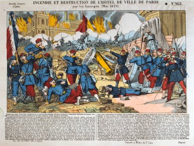 Incendio y Destrucción del Ayuntamiento, París, 24 de mayo de 1871 de Unbekannt