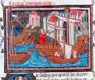 Barcos de vela indios descritos por Marco Polo, siglo XV de Unbekannt
