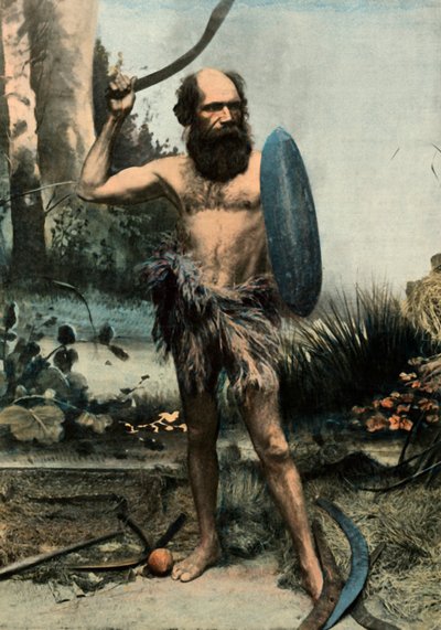 Indígena australiano armado con un boomerang, 1900 de Unbekannt