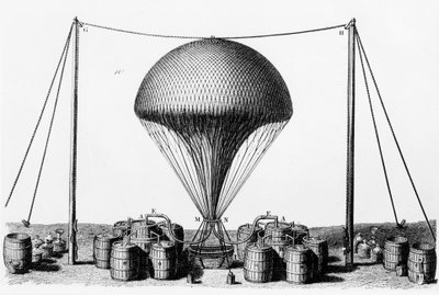 Inflando un globo de hidrógeno, 1845 de Unbekannt