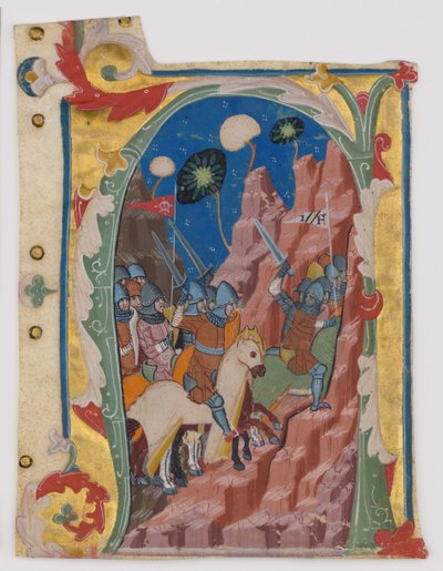 Inicial A con la batalla de los Macabeos, italiano, ca. 1360-70 de Unbekannt