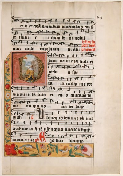 Inicial D con el Rey David, de un Gradual Cisterciense, ca. 1524 de Unbekannt