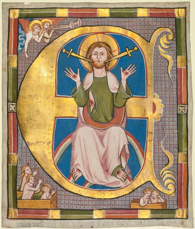 Inicial E de un libro de leyes municipales: El Juicio Final, c. 1330 de Unbekannt