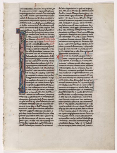 Inicial I: Bestia y serpiente entrelazadas: Hoja de una Biblia 2 de 2 hojas excisadas, c. 1225-1250 de Unbekannt