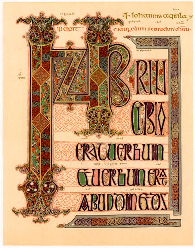 Página inicial de los Evangelios de Lindisfarne, finales del siglo VII o principios del siglo VIII de Unbekannt