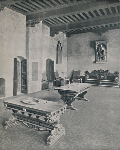 Interior del Palazzo Davanzati, Florencia. Con dos mesas del siglo XVI, 1928 de Unbekannt