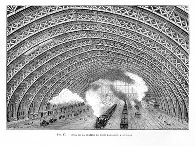 Interior de la Estación de Ferrocarril de St Pancras, Londres, 1865 de Unbekannt