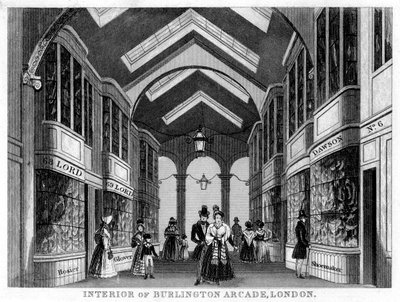 Interior de la Burlington Arcade, Westminster, Londres, siglo XIX de Unbekannt