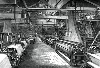 Interior del taller de tejido, fábrica de St Leonards, Dunfermline, c1880 de Unbekannt