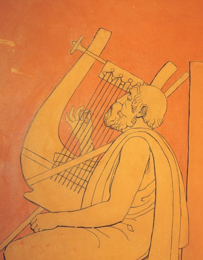 Vista interior de dibujos figurativos decorativos de representación simbólica masculina de la antigua Grecia en el comedor de Holmwood, Glasgow (foto) de Unbekannt